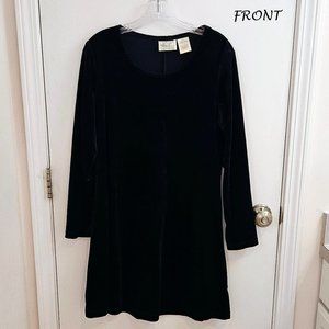 Navy Blue Velvet, Long Sleeved Dress, Kathie Lee Collection, at knee - Size S